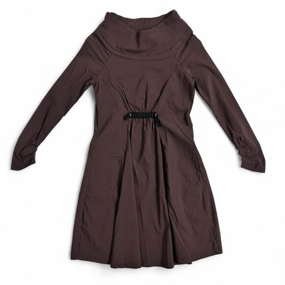 NOBLU Brown Cowl Neck Long Sleeve Dress S Avant Garde Minimalist Edgy Atomic - Picture 6 of 11